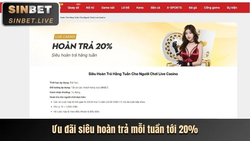 Hoàn trả hàng tuần và thưởng nạp lại sc885